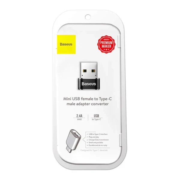Baseus Type-C Female to USB Male Converter (Black) – Compact Adapter for Laptops, PCs & USB Devices