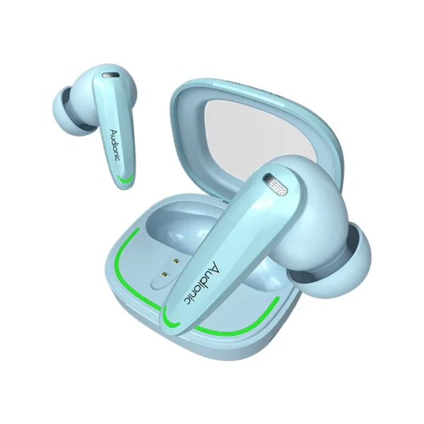 Audionic Airbud 735 ION blue wireless earbuds with charging case ANC noise cancelling Pakistan