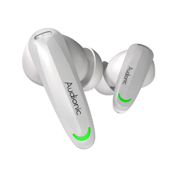 Audionic Airbud 735 ION white wireless earbuds Bluetooth 5.3 headphones ANC quad mic Pakistan