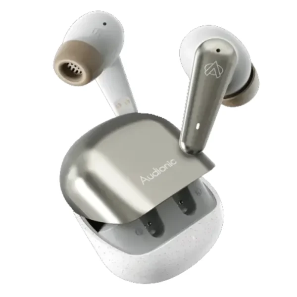 Audionic Airbud 595 true wireless earbuds box packaging black color with ENC quad mic gaming mode IPX4 water resistant