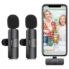 K35 Wireless Lavalier Microphone Recording Dual Mic System Pakistan