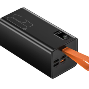 Gladitech 50000mAh white power bank with digital display and integrated orange cable